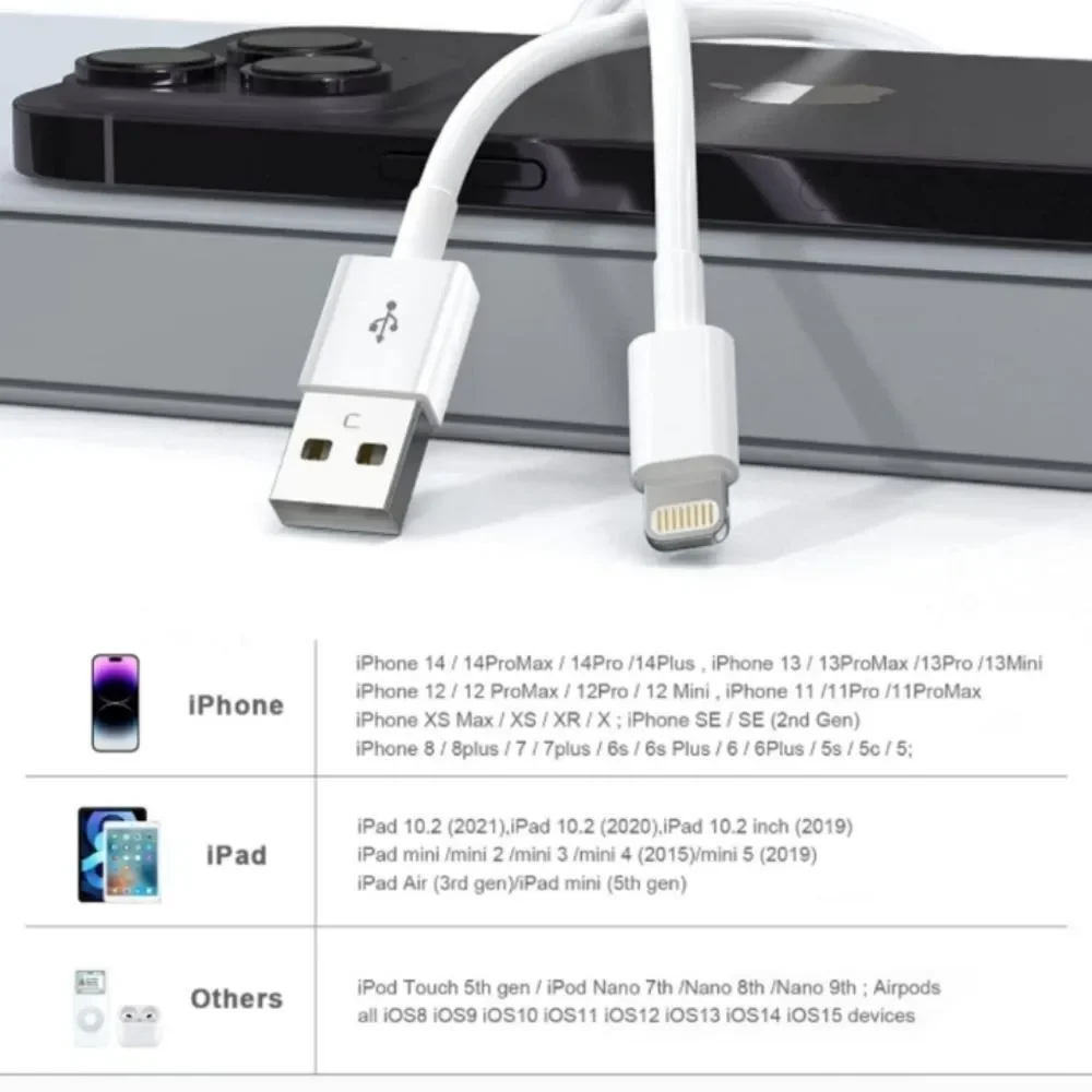 MFi Certified Lightening (3'/3'/6'/6'/10') iPhone iPad Cables